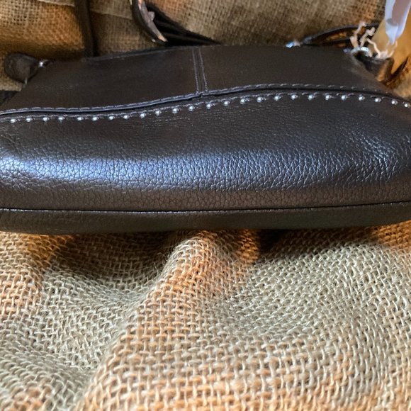 Brighton Leather Bronzy Brown Silver Studded Crossbody in Great Condition - Picture 3 of 10